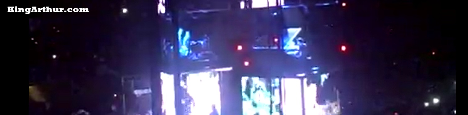 Muse rides up elevators on giant hydraulic stages